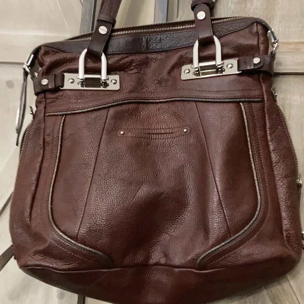 B MAKOWSKY Leather and Calf Hair HANDBAG - Picture 6 of 13